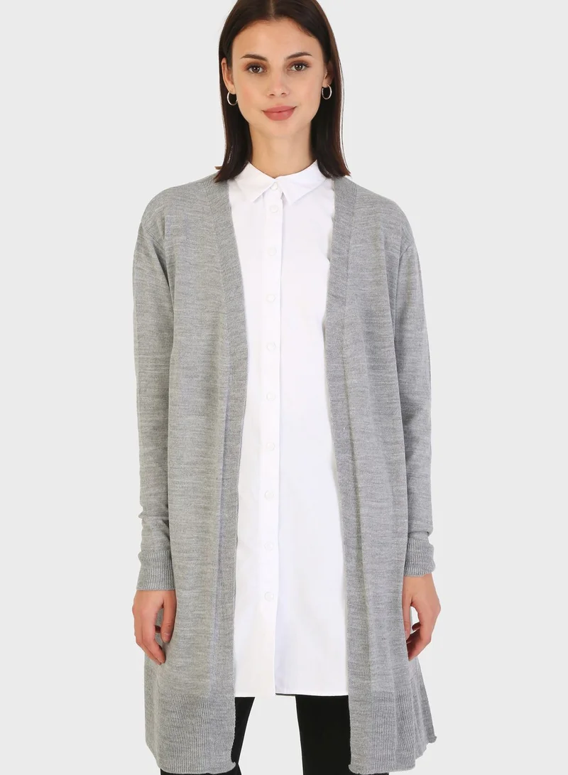 Tavin by Modanisa V-Neck Knitted Cardigan