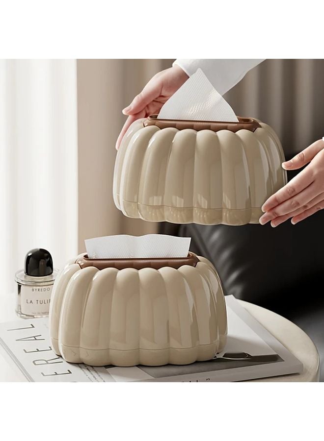 Milk Tea Brown Luxury Tissue Box Cover With Lid Modern Living Room Storage Container - Image 5