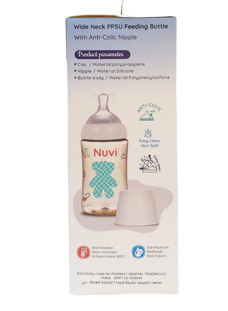 نوفي زجاجة رضاعة بلاستيكية من Nuvi PPSU ذات عنق عريض، 240 مل، للأطفال من عمر 3 ​​أشهر فما فوق - Image 4