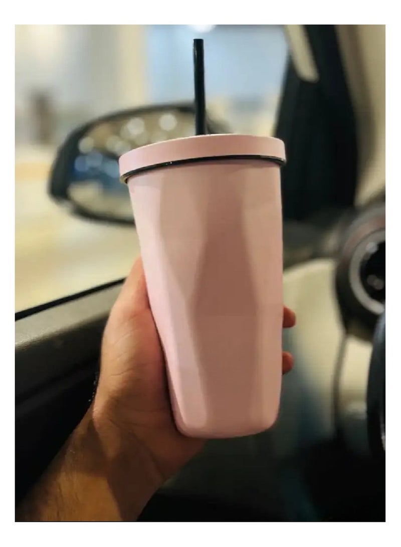 Cafe Insulated Stainless Steel Coffee Mug with Lid and Straw - Image 1