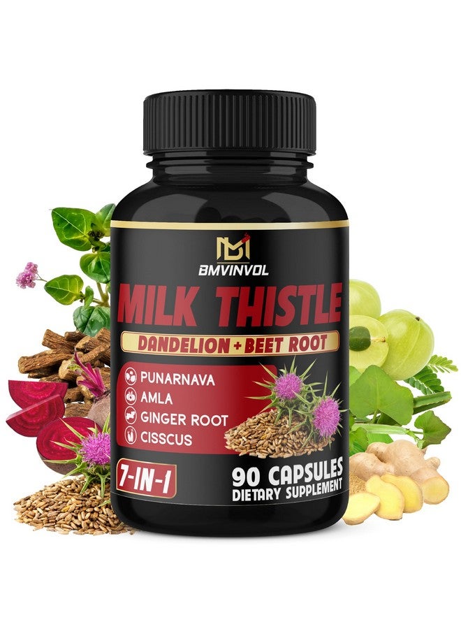 BMVINVOL BMVINVOL Milk Thistle Capsules with Beet Root, Punarnava, Amla, Ginger, Dandelion, Cissus - 90 Count - 3 Month Supply - Image 1