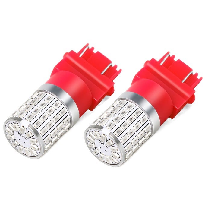 3157 Red Led Light Bulbs Super Bright 72Smd 3156 3057 3357 4057 4157 Replacement For Car Truck Rear Brake Stop Tail Turn Signal Blinker Lights Pack Of 2