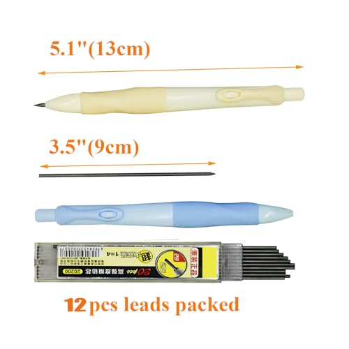 Lopenle 12 Pack Mechanical Pencils with Grip Trainer, Automatic 2.0mm 2B Lead, Push Button with Built-in Sharpener (4 Assorted Colors) + 10 Extra Refill Leads - Ergonomic Writing Aid for Beginners - Image 3