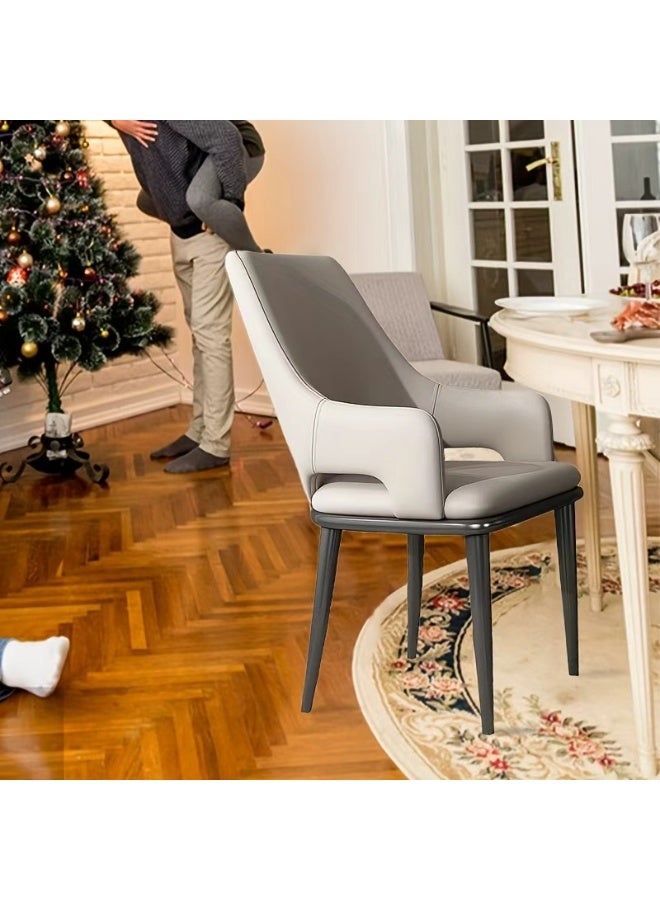 كرسي طعام على الطراز الإيطالي مصنوع من الجلد الفاخر (الحجم: 44*51*92 سم، رمادي) - Image 2