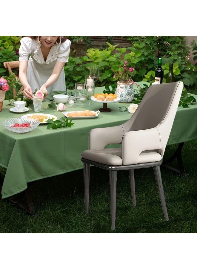 كرسي طعام على الطراز الإيطالي مصنوع من الجلد الفاخر (الحجم: 44*51*92 سم، رمادي) - Image 3