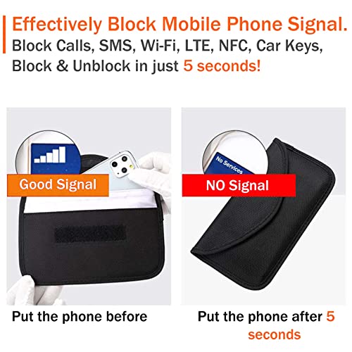 ONEVER Signal Blocking Bag, GPS RFID Faraday Bags for Phones Faraday Bag Pouch Shield Cage Wallet Phone Case for Cell Phone Privacy Protection Car Key FOB, Anti-Tracking Anti-Spying (1 Pack) - Image 2