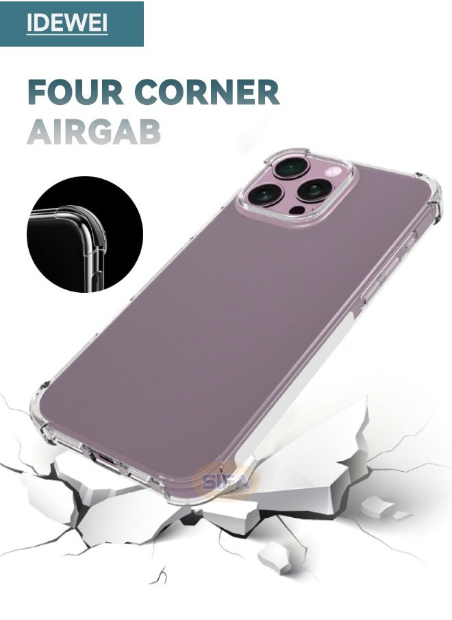 IDEWEI - iPhone 16 Pro Case, Crystal Clear iPhone 16 Pro Case with Four Corner Anti-Fall Airbags, Slim Flexible TPU Rubber Soft Silicone Anti Slip Back Cover for Apple iPhone 16 Pro (Clear) - Image 1