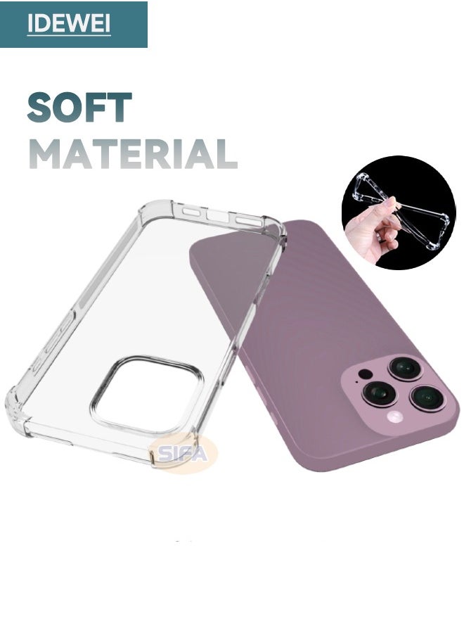 IDEWEI - iPhone 16 Pro Case, Crystal Clear iPhone 16 Pro Case with Four Corner Anti-Fall Airbags, Slim Flexible TPU Rubber Soft Silicone Anti Slip Back Cover for Apple iPhone 16 Pro (Clear) - Image 1