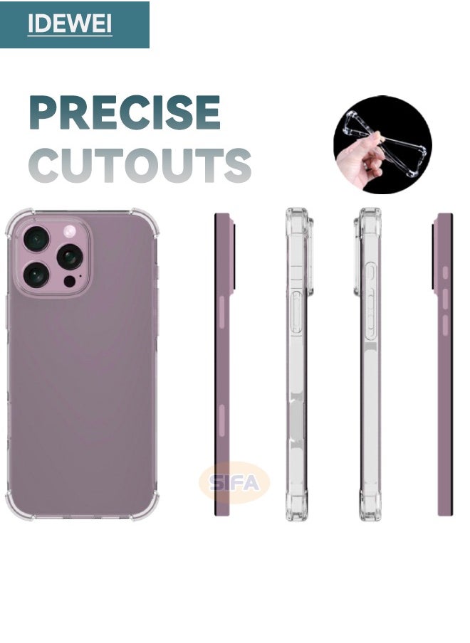 IDEWEI - iPhone 16 Pro Case, Crystal Clear iPhone 16 Pro Case with Four Corner Anti-Fall Airbags, Slim Flexible TPU Rubber Soft Silicone Anti Slip Back Cover for Apple iPhone 16 Pro (Clear) - Image 1
