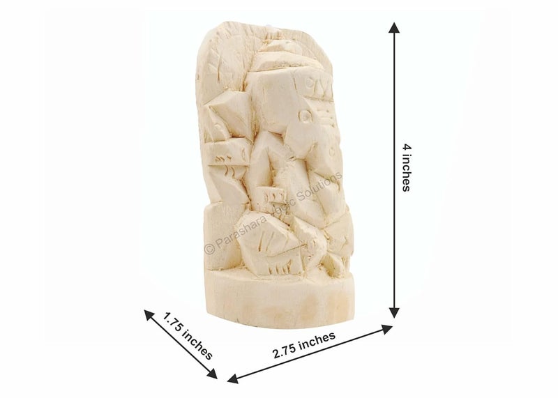 ARKAM Shwetark GanpatiShvetark GanapatiShwetarka GaneshShwetark IdolAakwood GaneshAak Ganesha Height 4 inches Color Off White - Image 4