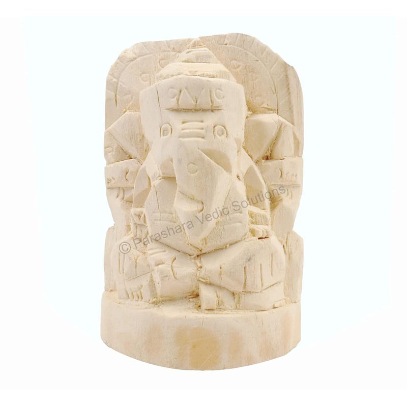 ARKAM Shwetark GanpatiShvetark GanapatiShwetarka GaneshShwetark IdolAakwood GaneshAak Ganesha Height 4 inches Color Off White - Image 1