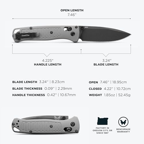 Benchmade - Bugout 535 EDC Knife with Storm Gray Grivory Handle (535BK-08) - Image 5