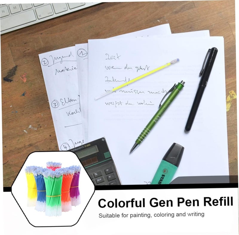 Garneck 50 Pcs Colorful Fluorescent Gel Pen Refills Smooth Ink Replacements Lightweight Portable Writing Supplies for School Office Creativity - Image 2