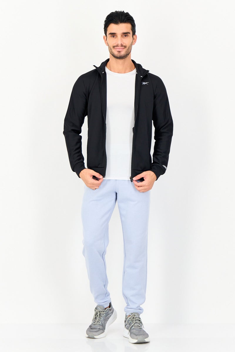 Reebok جاكيت تدريب طويل الأكمام للرجال، شعار العلامة التجارية، رياضي، أسود - Image 2