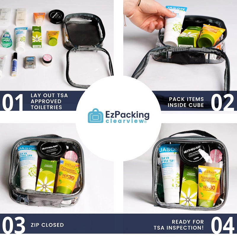EzPacking Clear TSA Approved 3-1-1 Travel Toiletry Bag for Carry On/Quart Size Transparent Liquids Pouch for Airport Security/Reusable See Through Vinyl & PVC Plastic Organizer Men Women (Black) - Image 5