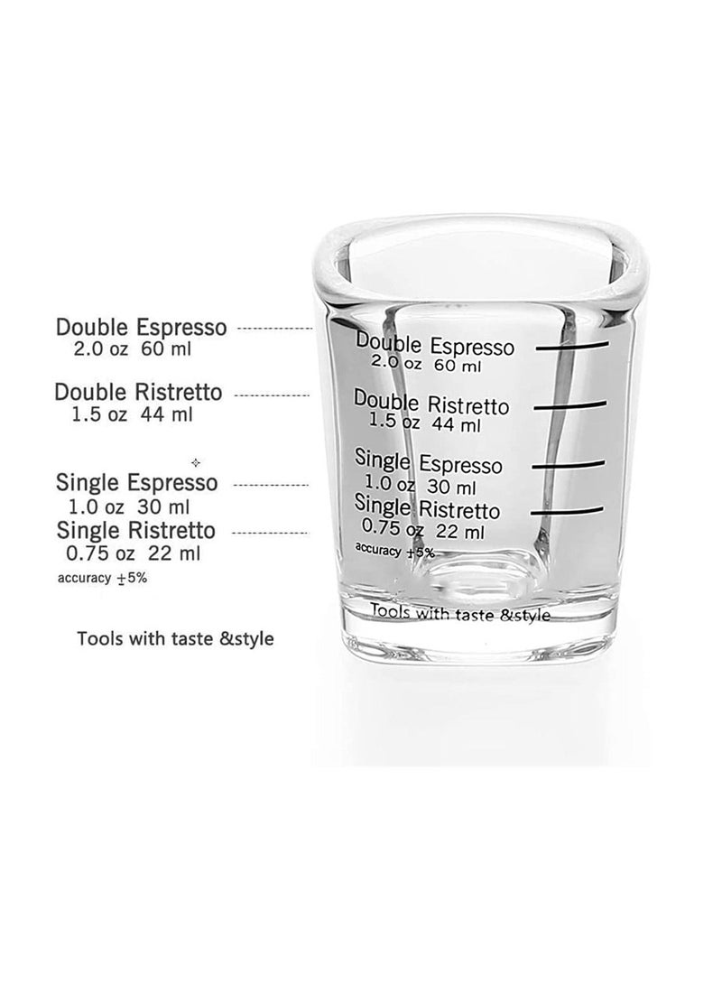 Excefore Coffee Measuring Cup,3 Pcs Glass Measuring Cup, Graduated Measuring Jug Kitchen Small Coffee Milk Creamer Jug Milk Coffee Espresso Barista Pitcher Baking Supplies (60 Milliliters) - Image 4