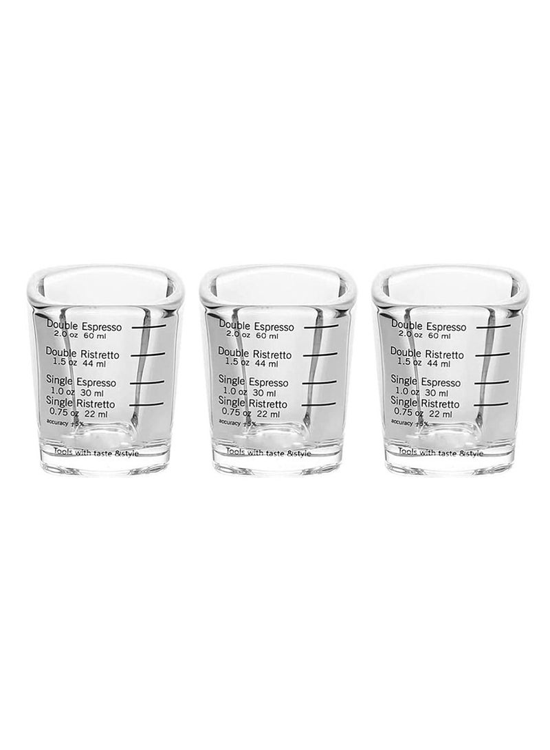 Excefore Coffee Measuring Cup,3 Pcs Glass Measuring Cup, Graduated Measuring Jug Kitchen Small Coffee Milk Creamer Jug Milk Coffee Espresso Barista Pitcher Baking Supplies (60 Milliliters) - Image 1