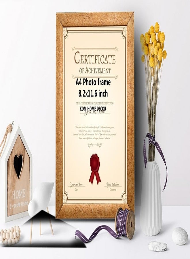 KDM HOME DECOR إطار صور وشهادات بحجم A4 من KDM HOME DECOR، مناسب لتزيين المنزل، غرفة المعيشة، المكتب، أو كهدية (8.2 × 11.6 بوصة)، لون ذهبي. - Image 1