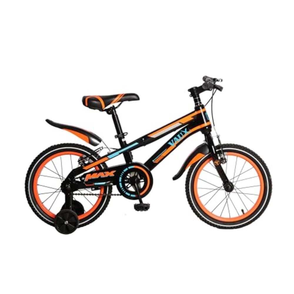 road bike for 3-14 years, aluminum frame, black/red, adjustable seat and multiple wheel sizes with side stand