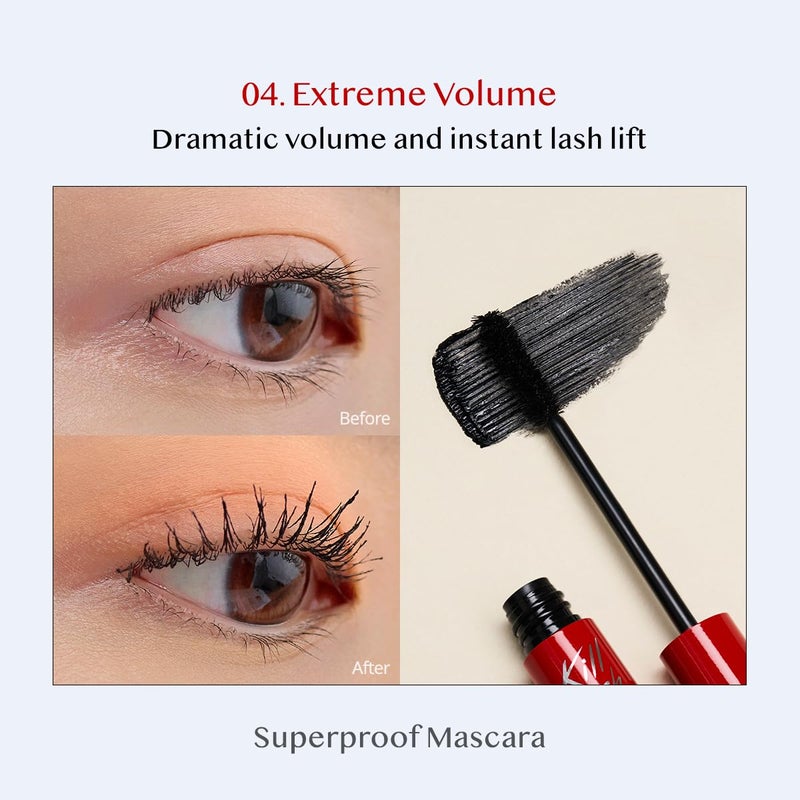 CLIO PROFESSIONAL CLIO Kill Lash Superproof Mascara, Washable Tubing Mascara Black, Voluminous Eyelash, Long-Lasting, Clump & Smudge-Free, Vegan Formula for Sensitive Eyes, Korean Makeup Beauty (004 Extreme Volume) - Image 3