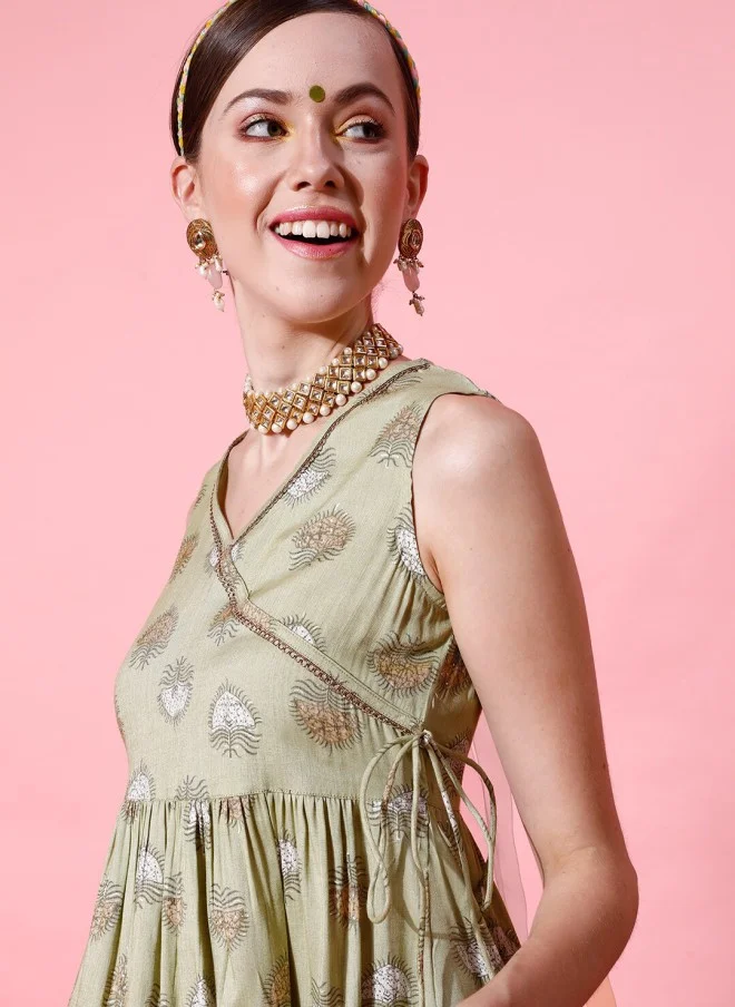 Indo Street Ethnic Motifs Printed Kurti with Dhoti Pants for Women