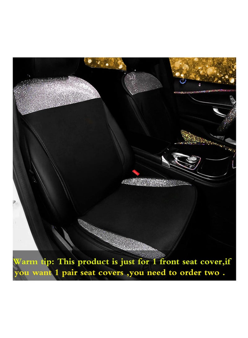 Zikra Bling Seat Covers for Women Girls Rhinestone Breathable Mesh Front Seat Covers Seat Protector Black Seat Covers with Shining Crystals -1Piece for 1 Front Seat, Universal Fit 95% Cars(White) - Image 2