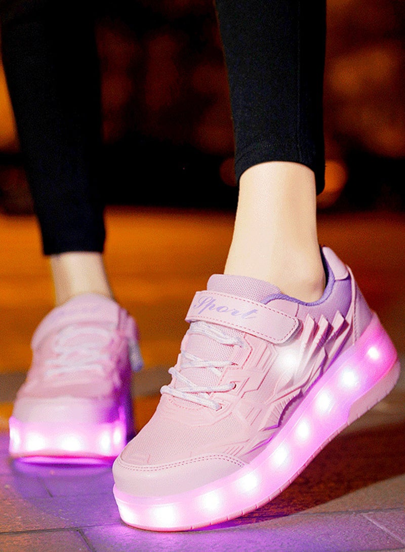 Sharpdo Roller Shoes USB Charge Girls Boys Sneakers with Wheels LED Roller Skates Shoes - Image 2