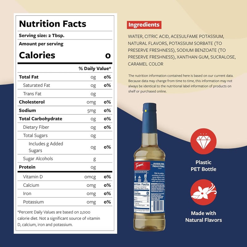 Torani Sugar Free French Vanilla Syrup with Pump - Image 2