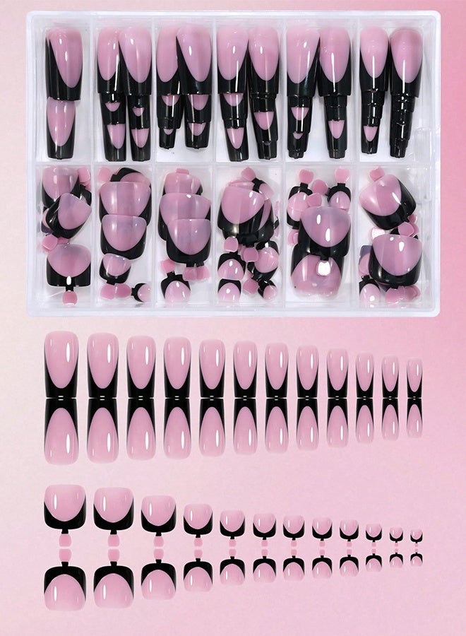 288 قطعة ملصقات أظافر من سلسلة الباليه الفرنسية، مناسبة لجميع النساء والفتيات ، بتصميم فرنسي ولمعان خالص ، مناسبة للتثبيت اليومي - Image 2