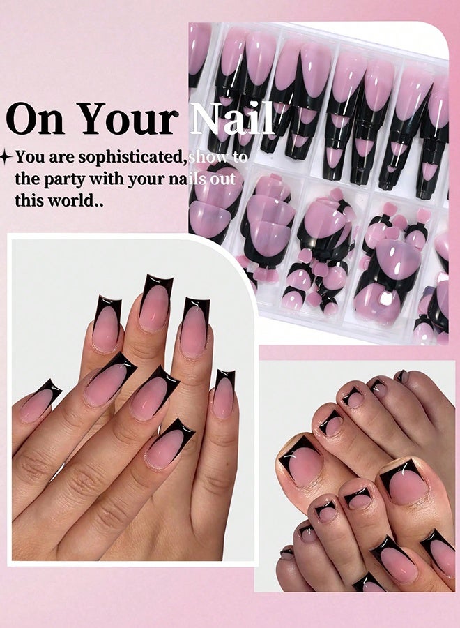 288 قطعة ملصقات أظافر من سلسلة الباليه الفرنسية، مناسبة لجميع النساء والفتيات ، بتصميم فرنسي ولمعان خالص ، مناسبة للتثبيت اليومي - Image 4