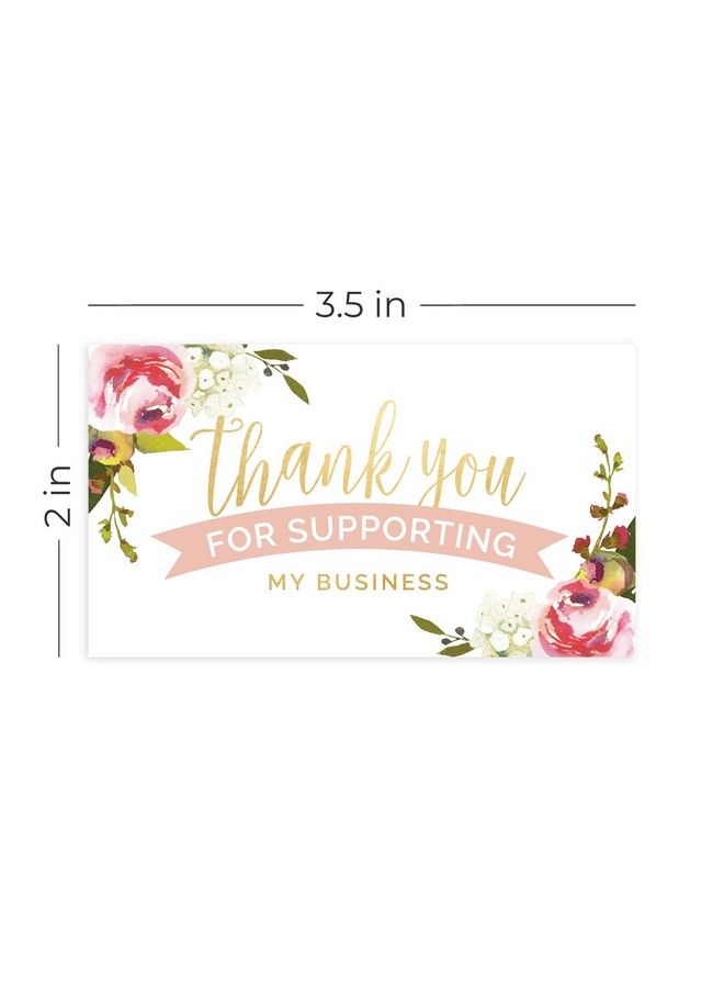 SBlabels Pink Floral Thank You For Your Business Card 100 Small Business Thanks Cards 2" X 3.5" Business Card Size Customer Appreciation Note Cards - Image 5