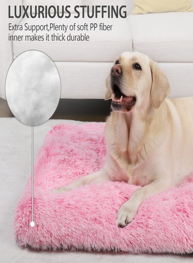 Vonabem Large Dog Bed Pink, Washable Pet Crate Pads for Large Medium Dogs, Plush Soft Girl Princess Puppy Beds Kennel Pad,Anti-Slip Pets Mats for Sleeping 36inch 35 * 23 inch - Image 3