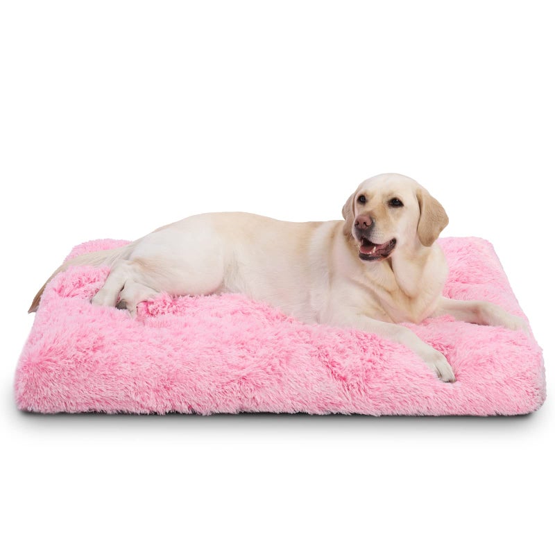 Vonabem Large Dog Bed Pink, Washable Pet Crate Pads for Large Medium Dogs, Plush Soft Girl Princess Puppy Beds Kennel Pad,Anti-Slip Pets Mats for Sleeping 36inch 35 * 23 inch - Image 1