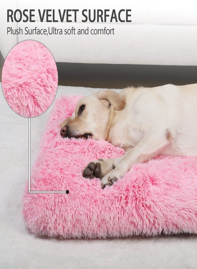 Vonabem Large Dog Bed Pink, Washable Pet Crate Pads for Large Medium Dogs, Plush Soft Girl Princess Puppy Beds Kennel Pad,Anti-Slip Pets Mats for Sleeping 36inch 35 * 23 inch - Image 2