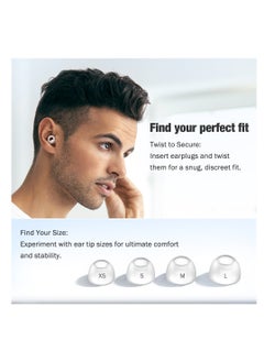 T NEWFUN High-Fidelity Reusable Earplugs | for Concerts Musicians Motorcycles Noise Sensitivity Conditions and More – 8 Ear Tips in XS, S, M, L – 26dB Noise Cancelling - White  - Image 3