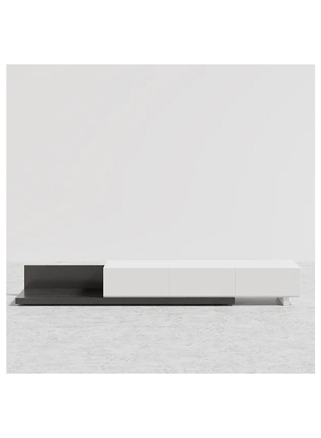 AtoZ Furniture حامل تلفاز كايلا المستطيل الخشبي القابل للتمديد باللونين الأسود والأبيض باللونين الأسود والأبيض 