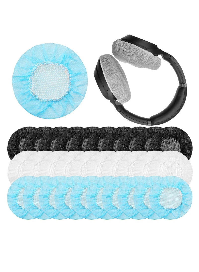 Disposable Headphone Covers 300 Pieces Non Woven Sanitary Headphone Ear Covers Black Fabric Headset Covers Ear Pad Covers for Headphones 11 Cm 4.3 Inch White Blue Black - Image 1
