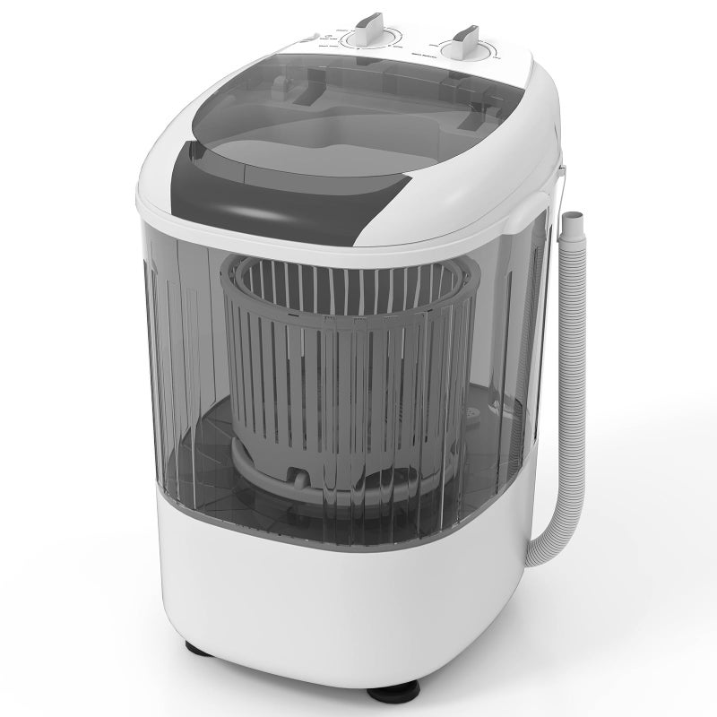 Giantex Portable Mini Washing Machine, 5.5 lbs Capacity Small Compact Laundry Washer with Spin Tub & Drain Hose, Semi-automatic Washer Machine for Apartment Dorms RV Home (Grey) - Image 1