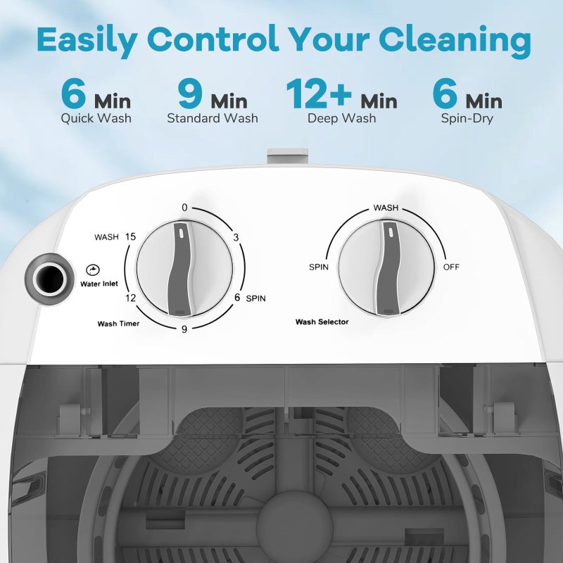 Giantex Portable Mini Washing Machine, 5.5 lbs Capacity Small Compact Laundry Washer with Spin Tub & Drain Hose, Semi-automatic Washer Machine for Apartment Dorms RV Home (Grey) - Image 3