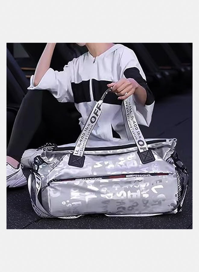 Water Resistant Travel Duffel Bag for Men & Women | Convertible Travel & Sports Backpack with Shoe Compartment & Easy Front Pocket | Travel Luggage Bags-Grey - Image 3