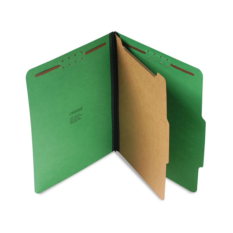 Universal 10202 Pressboard Folder Letter FourSection Emerald Green 10Box
