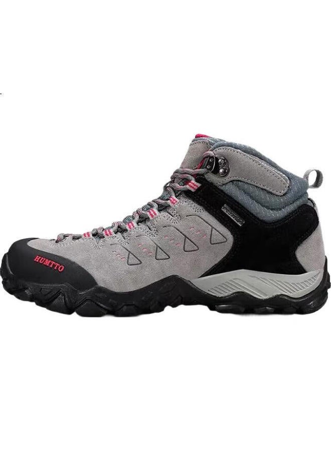 Humtto Women'S Anti-Slip Wear-Resistant Outdoor Hiking Shoes Comfortable Shock-Absorbing Cross-Country Climbing Shoes Grey/Pink Size 37 - Image 2