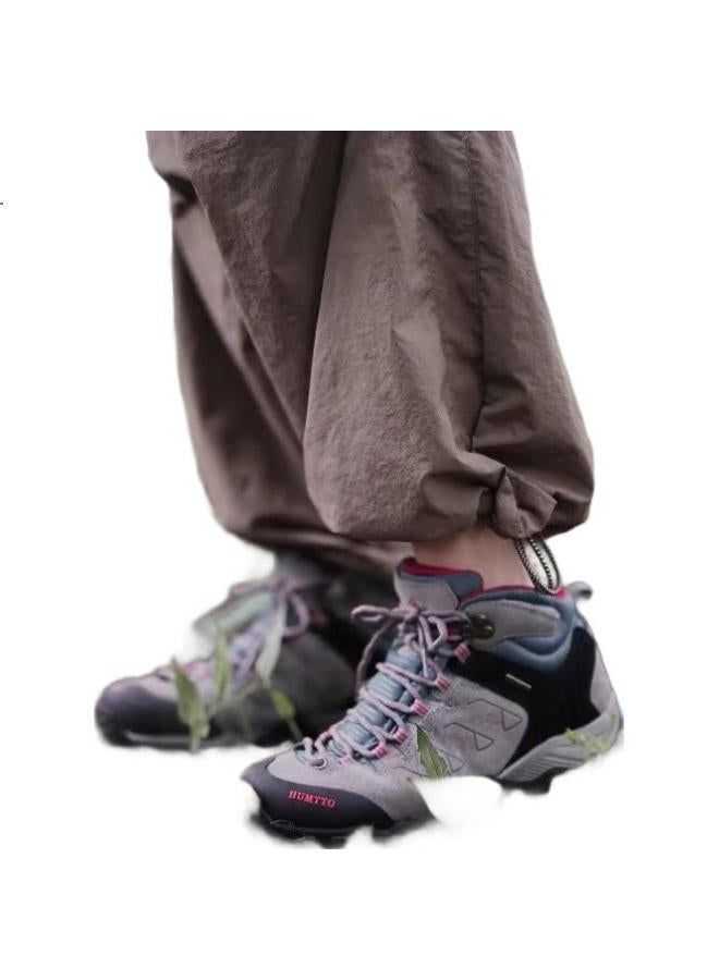 Humtto Women'S Anti-Slip Wear-Resistant Outdoor Hiking Shoes Comfortable Shock-Absorbing Cross-Country Climbing Shoes Grey/Pink Size 37 - Image 3