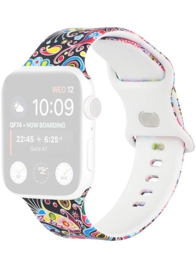 NIBEMINENT 8 Buckle Printed Replacement Strap Watchband for Apple Watch Series 7/6/SE/5/4/3/2/1 42/44/45mm Folk-Custom - Image 1