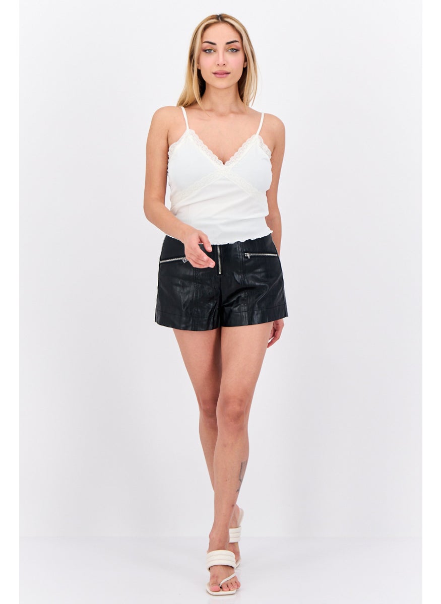 VERO MODA - Women V-Neck Sleeveless Lace Detail Tank Top, White - Image 1