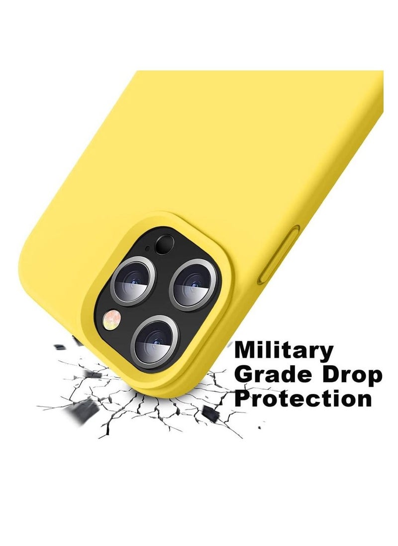 ZOOMEE - Premium Silicone Protective Gel Slim Soft Microfiber Liner Cushion Anti-Scratch Case Cover For Apple iPhone 14 Pro Yellow - Image 1