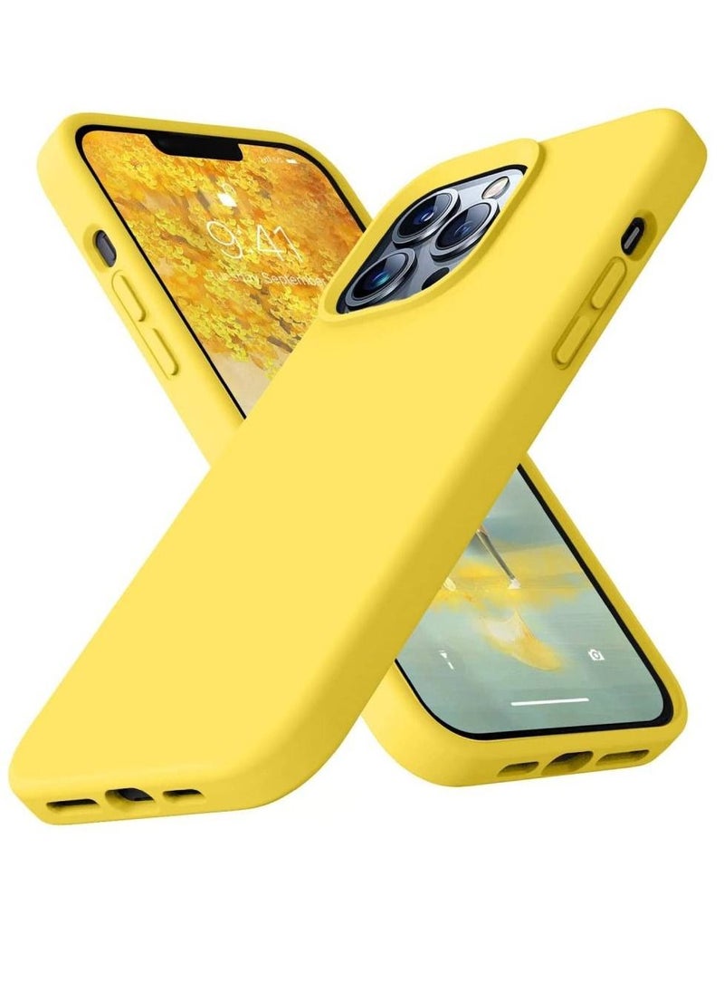 ZOOMEE - Premium Silicone Protective Gel Slim Soft Microfiber Liner Cushion Anti-Scratch Case Cover For Apple iPhone 14 Pro Yellow - Image 1