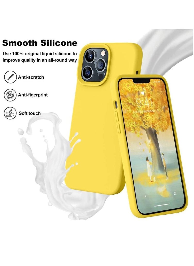 ZOOMEE - Premium Silicone Protective Gel Slim Soft Microfiber Liner Cushion Anti-Scratch Case Cover For Apple iPhone 14 Pro Yellow - Image 1