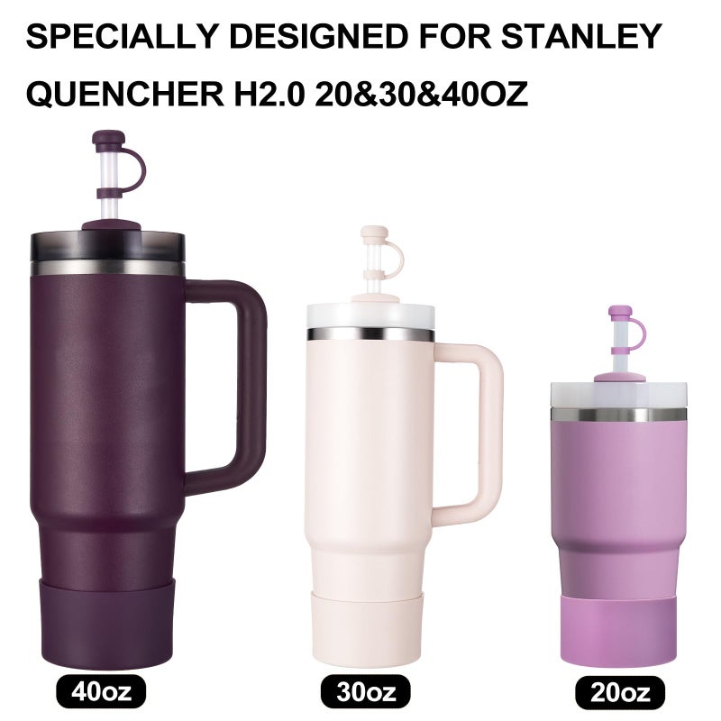 HYZ 8 Piece Accessories for Stanley Cup, Silicone Spill Proof Stopper Set and Protective Boot Including Straw Cover Cap for Stanley H2.0 20oz 30oz 40oz Tumbler, Plum - Image 4