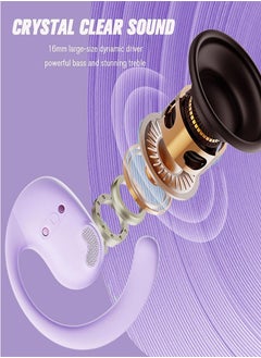 Letv Bluetooth 5.4 Chip, Air Conduction True Wireless Headphones, 16.6mm Large Drivers, Ultra-Lightweight Sporty With Earhooks For Running, Fitness, Compatible With IPhone And Android- Purple  - Image 2
